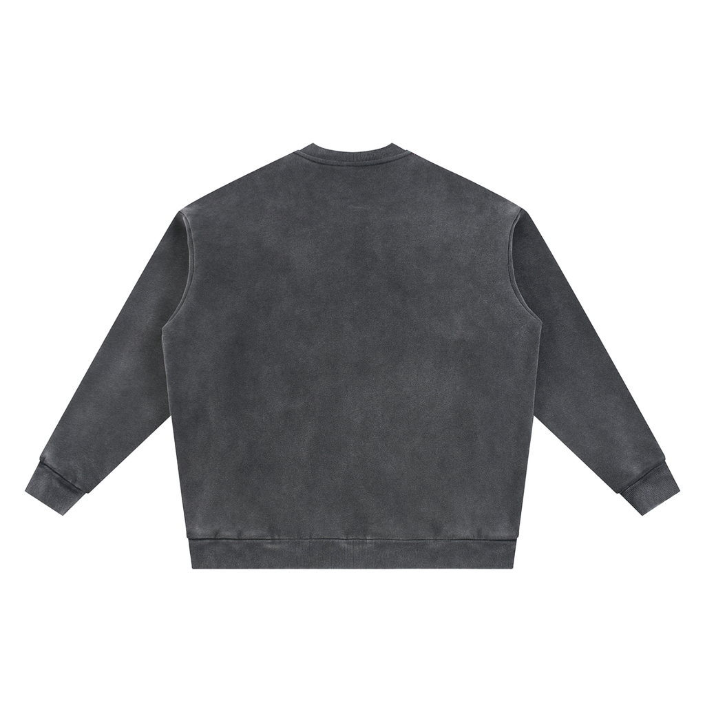 Vintage Washed Fleece Baseball Jacket (BLACK)