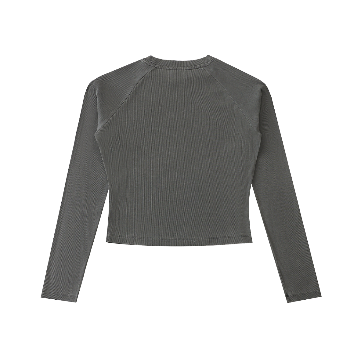 Dyed Washed Raglan Long Sleeve Slim T-Shirt (FLORAL DESIGN PRINT)