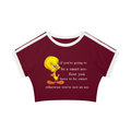 Women’s Raglan Crop T-Shirt- Tweety Bird Funny-print