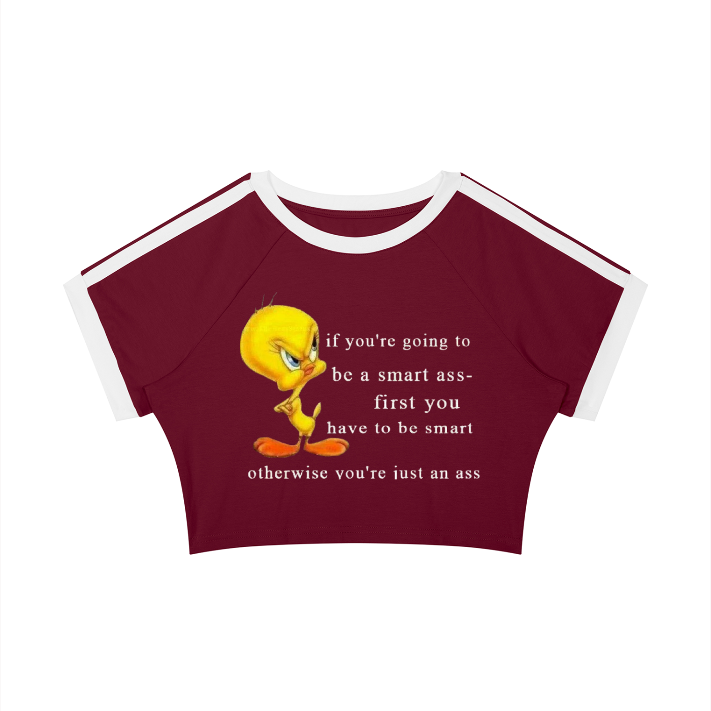 Women’s Raglan Crop T-Shirt- Tweety Bird Funny-print