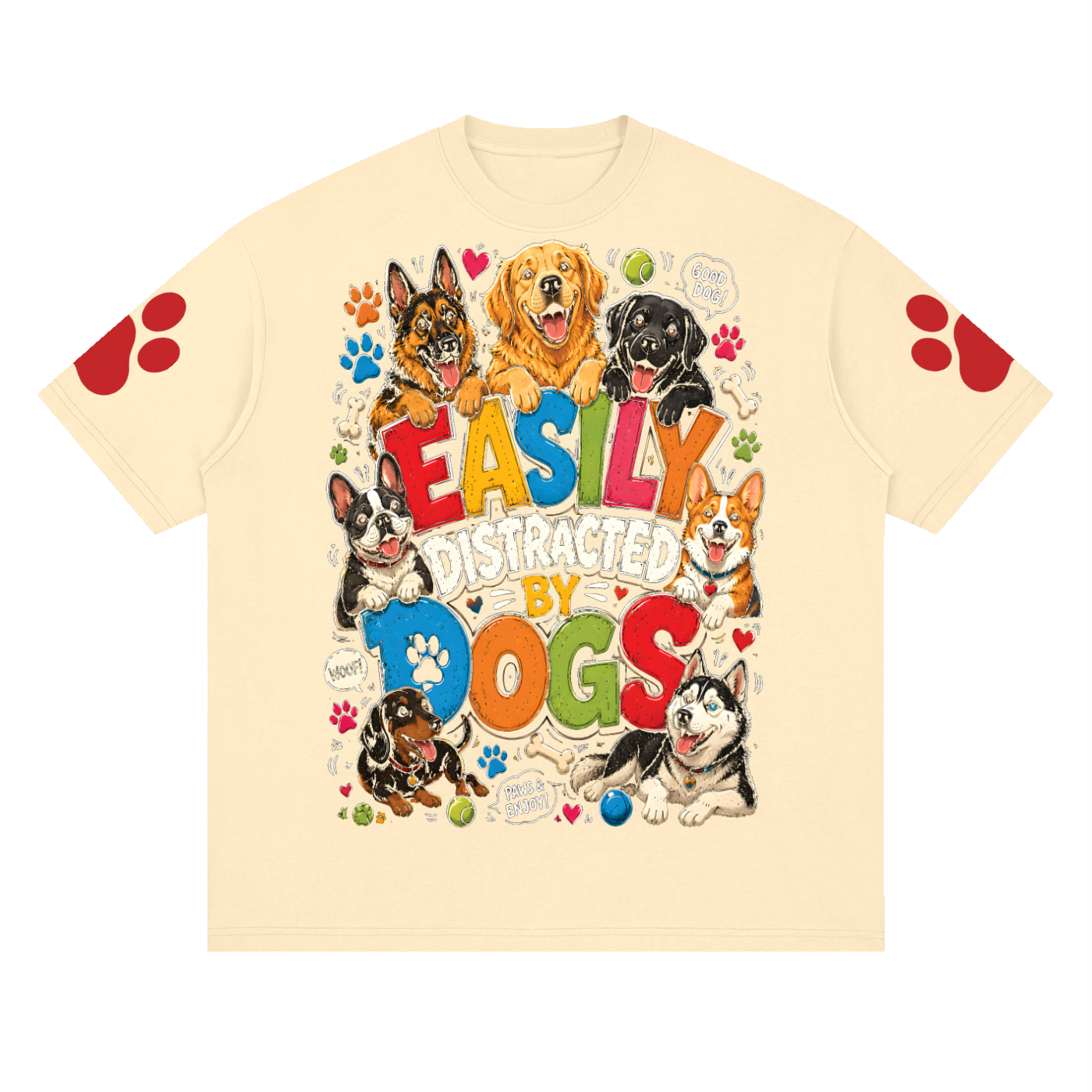 Drop Shoulder Graphic T-Shirt — Dog Distractions Design | Eaton Brothers