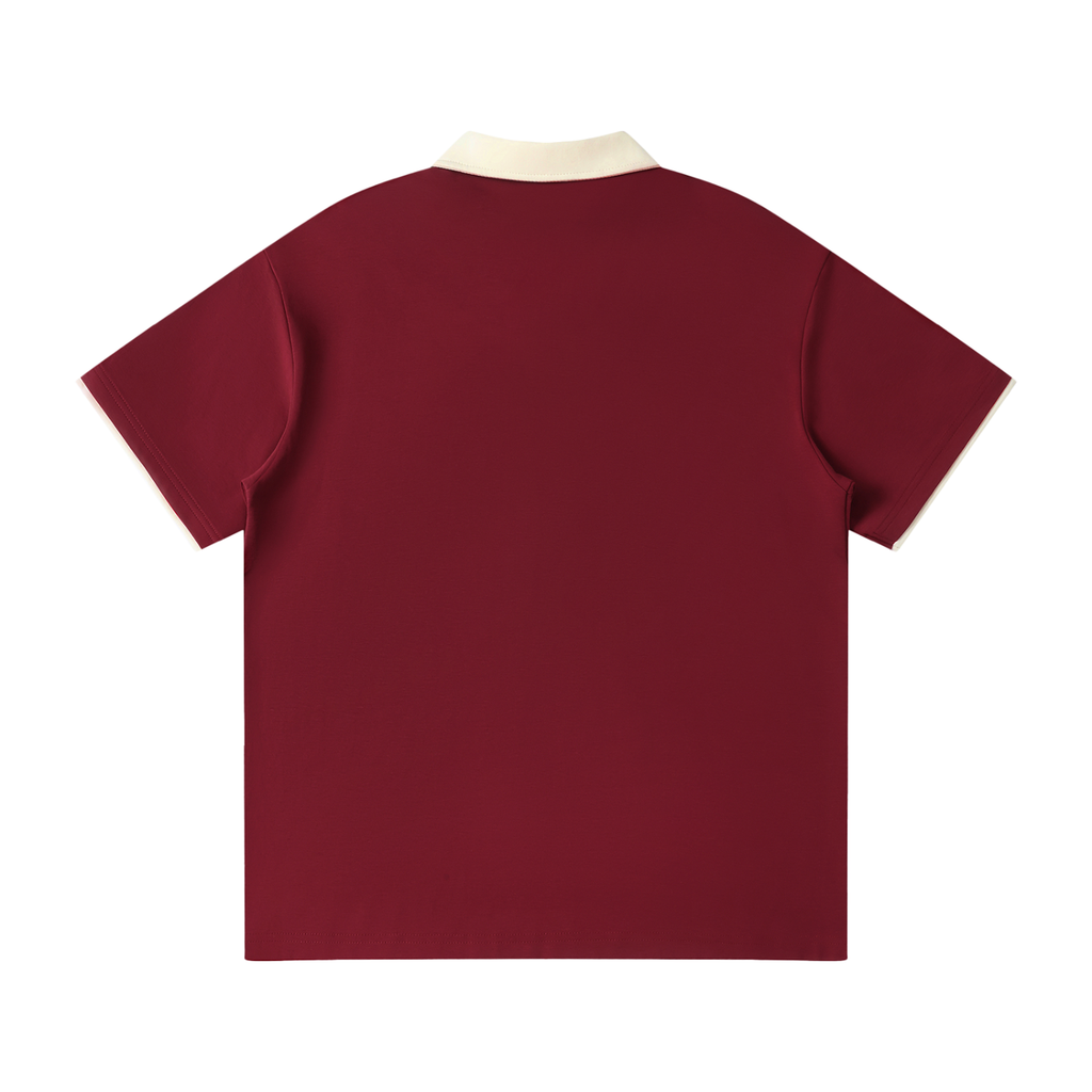 Contrast Collar Raglan Polo Shirt- EB Monogram