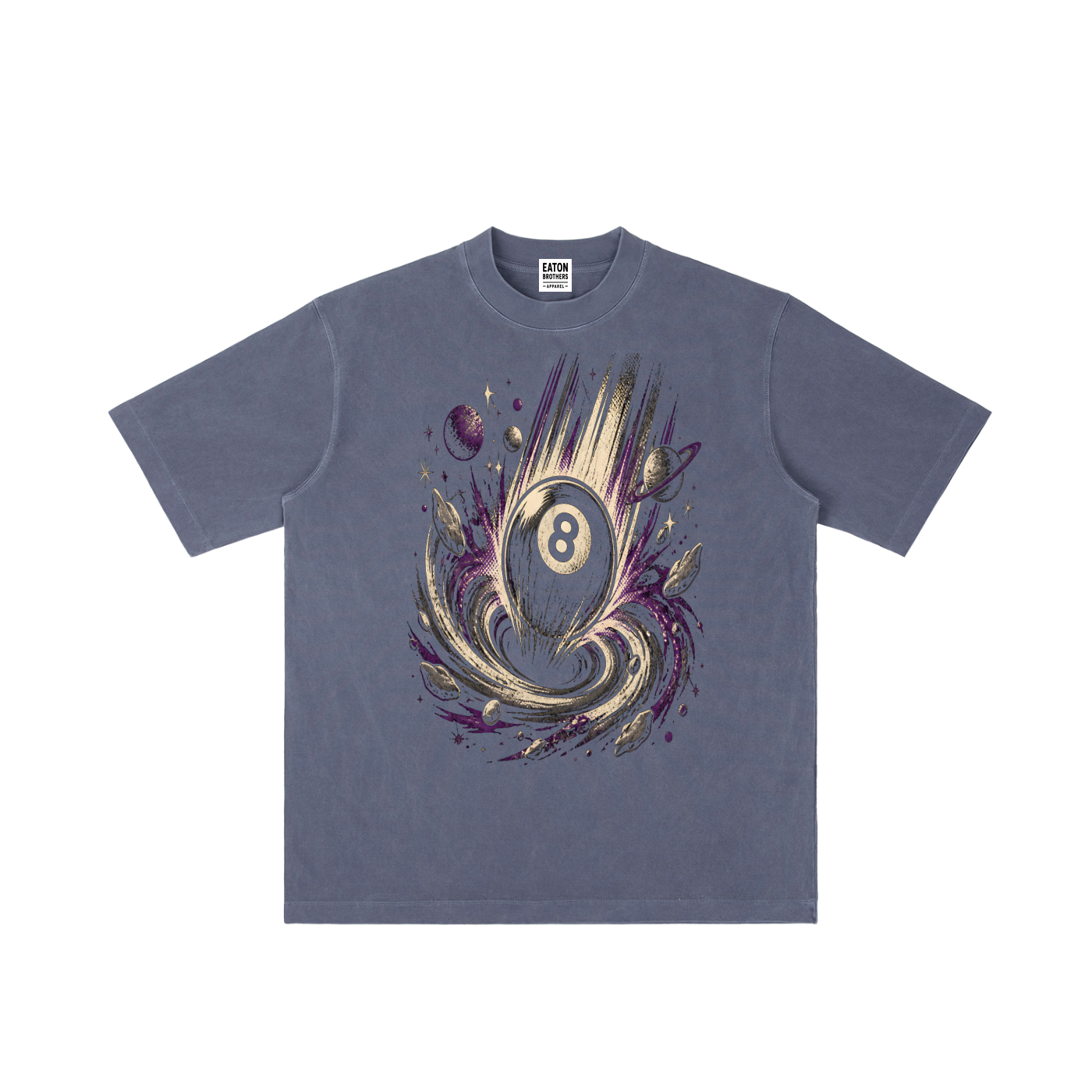 Vintage Wash Drop Shoulder T-Shirt — Cosmic 8-Ball Design | Eaton Brothers
