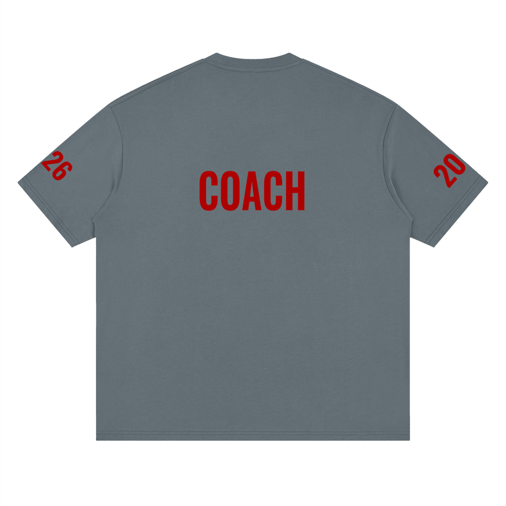 Streetwear Loose Drop Shoulder T-Shirt- Varsity Dept- Coach/2026