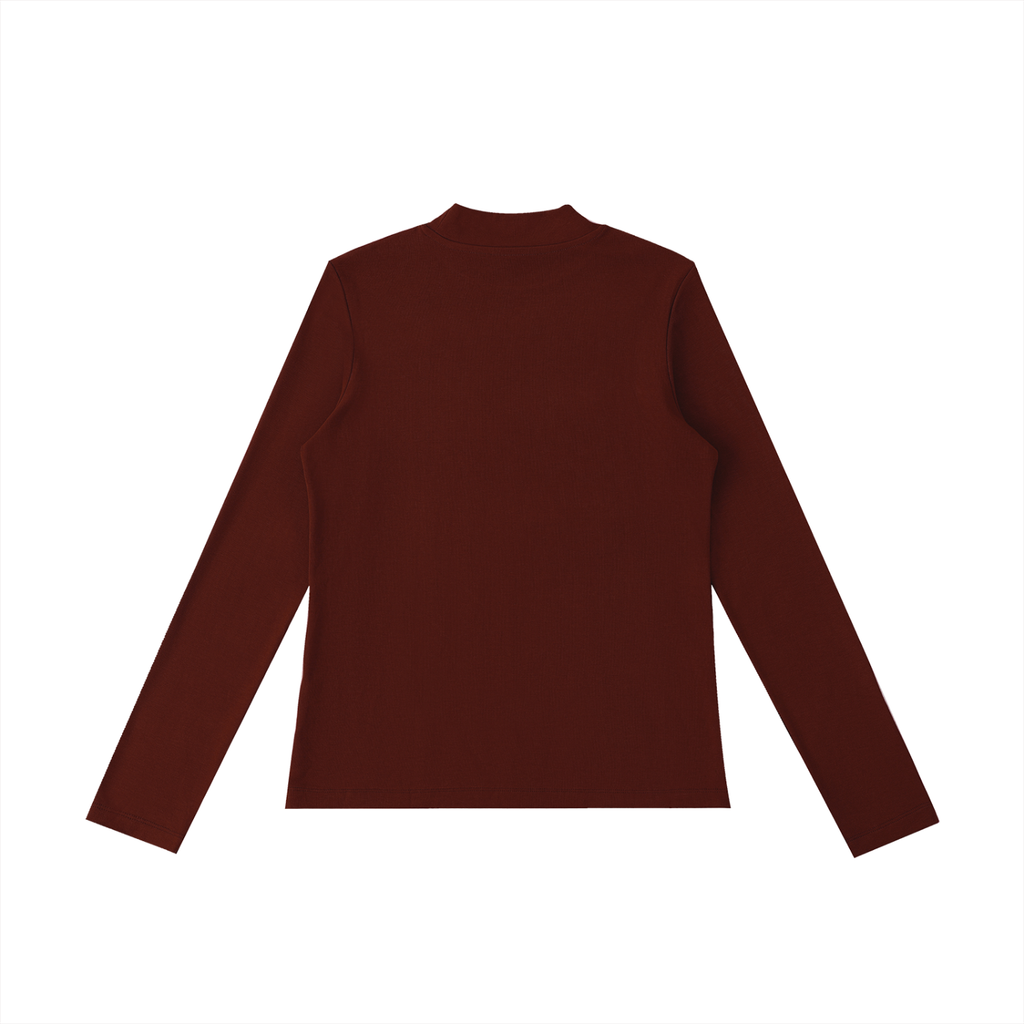 Essential Mock Neck Long Sleeve T-Shirt (TEDDYBEAR PRINT)