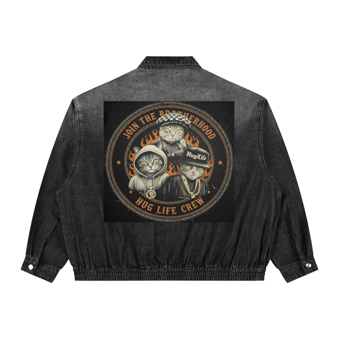 Unisex Vintage Wash Full-Zip Denim Jacket