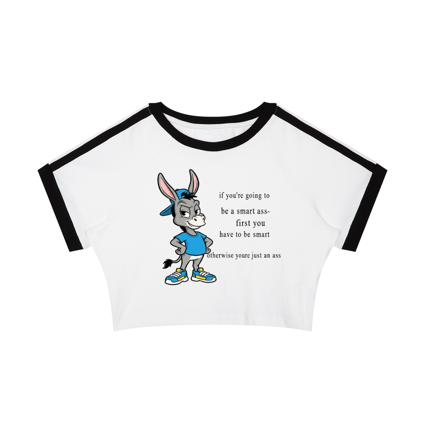 Women's Raglan Crop T-Shirt — Funny Donkey Design