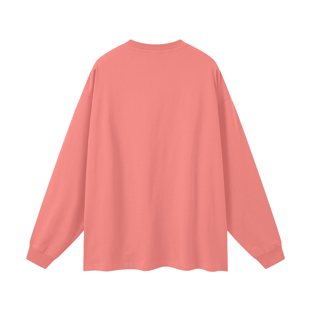 Oversized Unisex Long Sleeve T-Shirt- Urban Bloom Design (watermelon-red)
