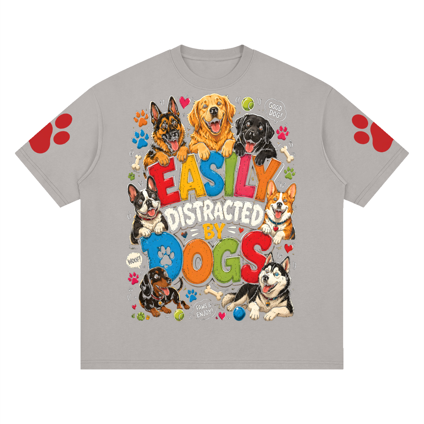 Drop Shoulder Graphic T-Shirt — Dog Distractions Design | Eaton Brothers