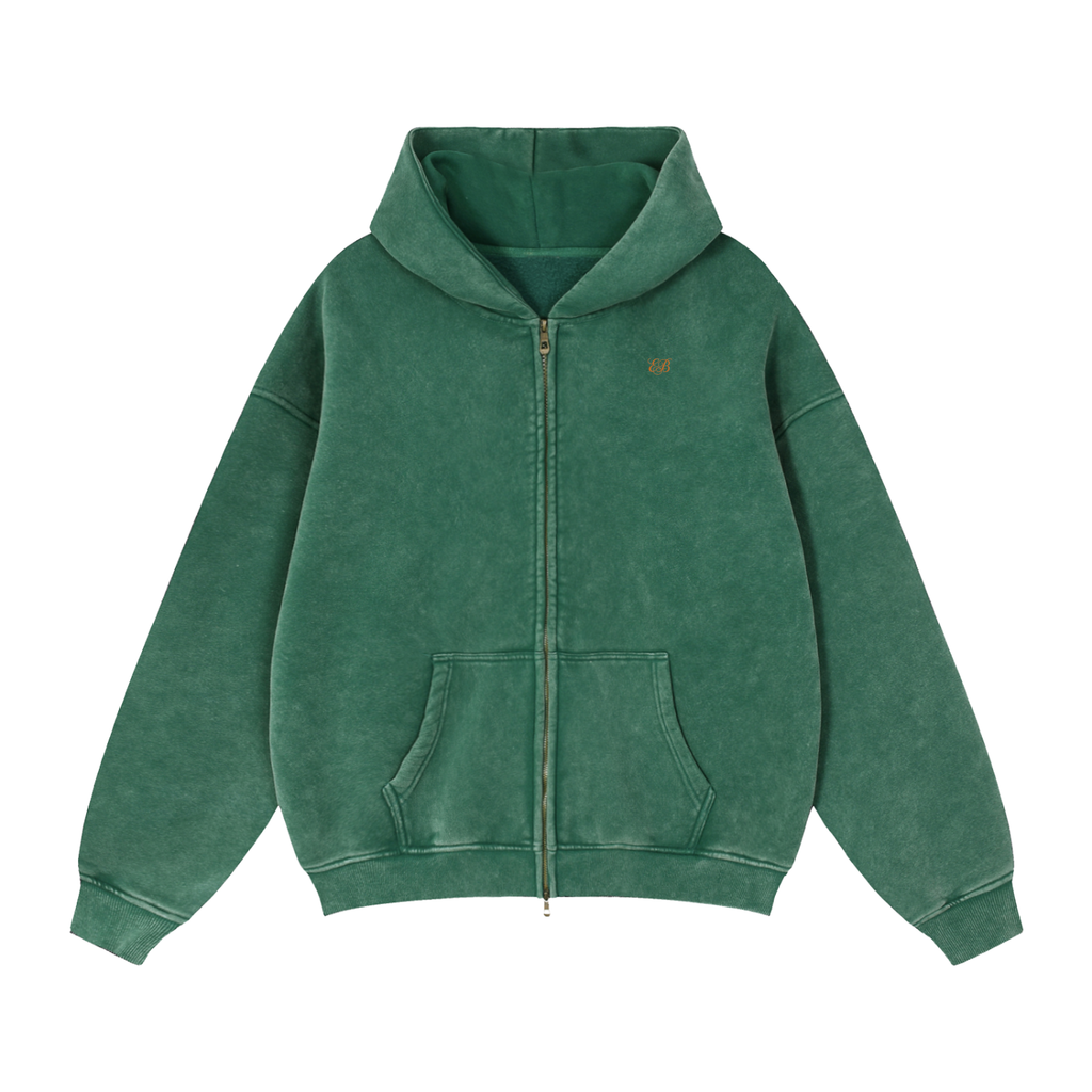 Zip-Through Boxy Fleece Hoodie- Eaton Brothers