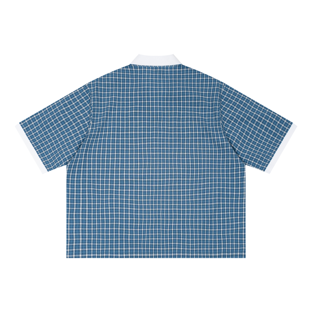 Boxy Plaid Color Block Polo Shirt — EB Monogram | Eaton Brothers