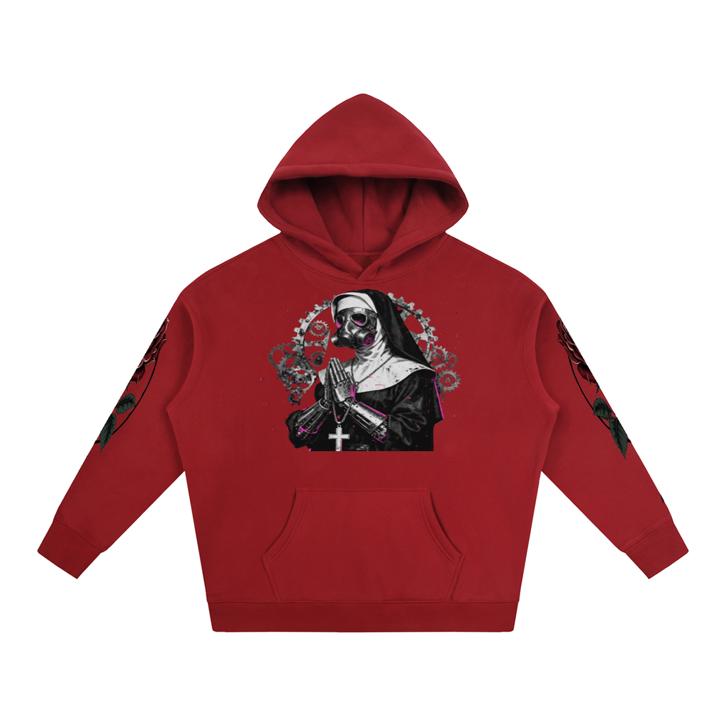 Oversize Fleeced Hoodie- Gothic Punk Mechanical Nun- design