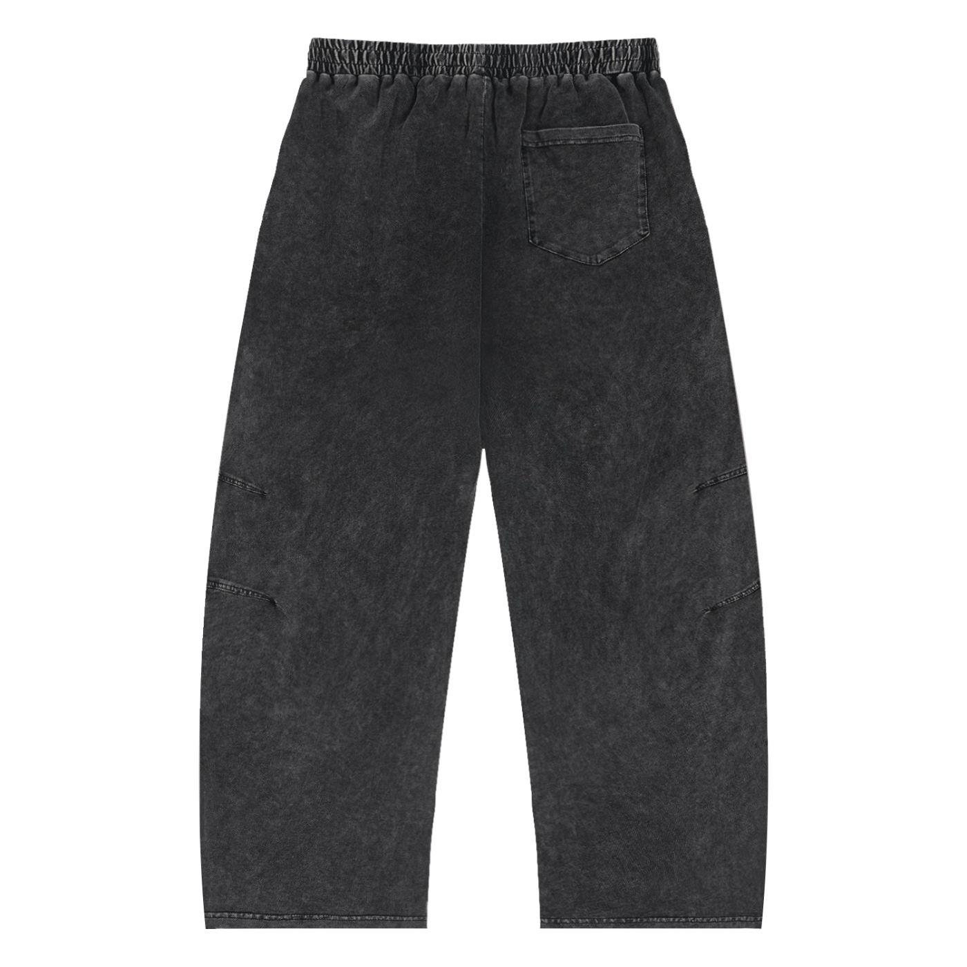 Snow Wash Drawstring Cotton Pants (BLACK)