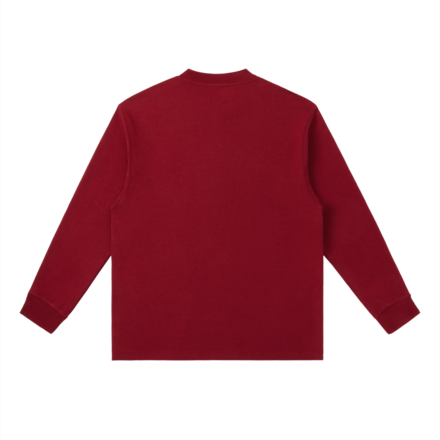 Essential Crewneck Long-Sleeve T-Shirt- Urban Bloom Design (wine red)