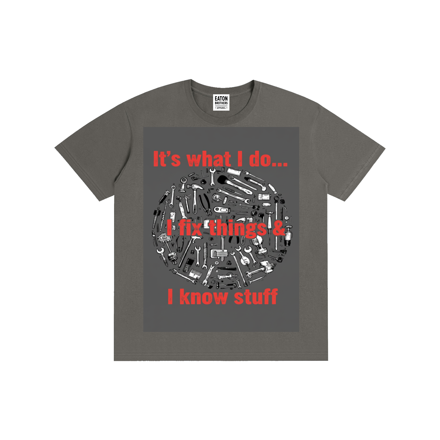 Pure Cotton Unisex T-Shirt (Humous Knowledge design/print (charcoal gray)