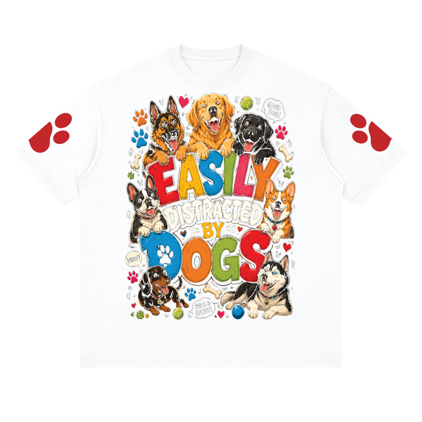 Drop Shoulder Graphic T-Shirt — Dog Distractions Design | Eaton Brothers