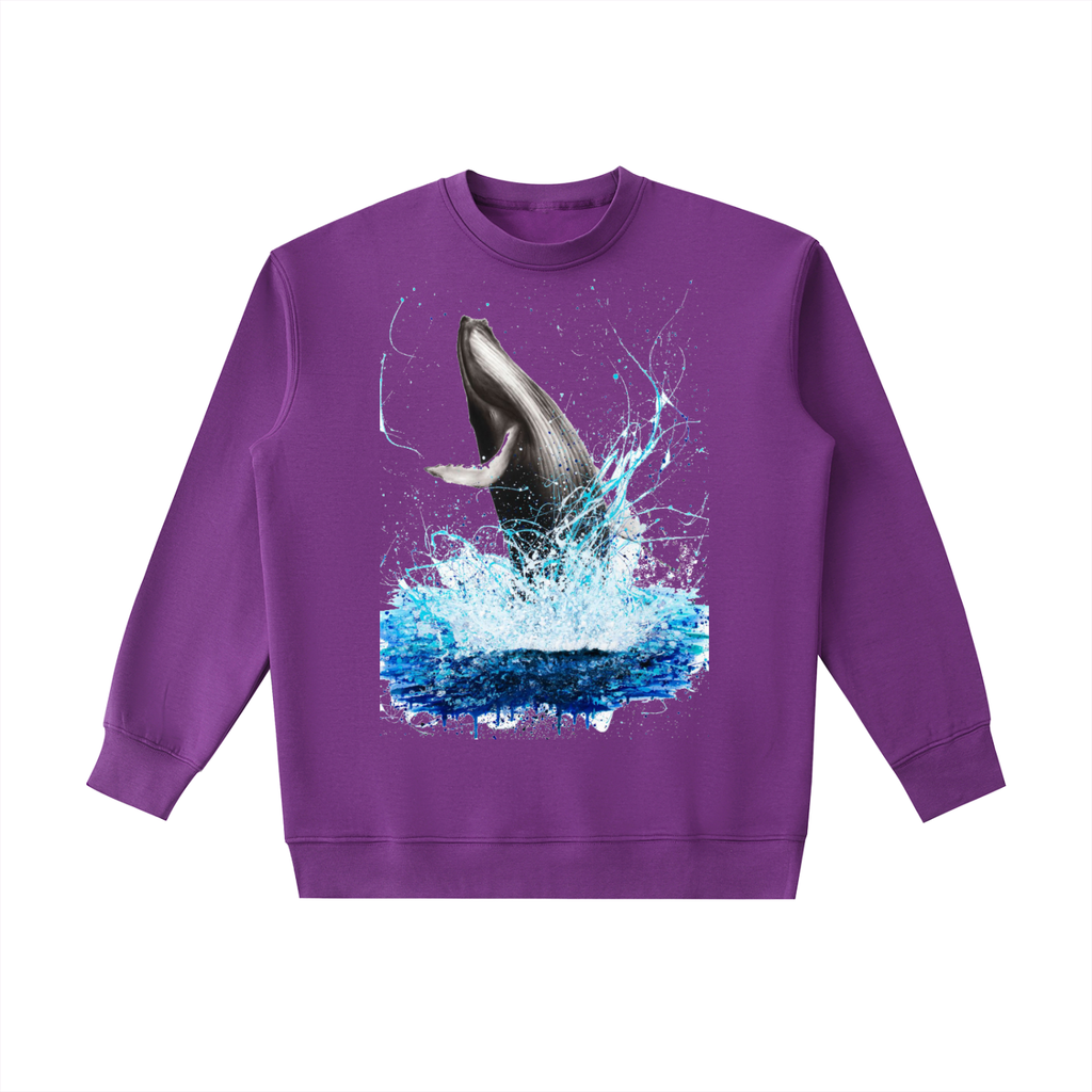 Essential Heavyweight Crewneck Sweatshirt (WHALE SPASH PRINT)