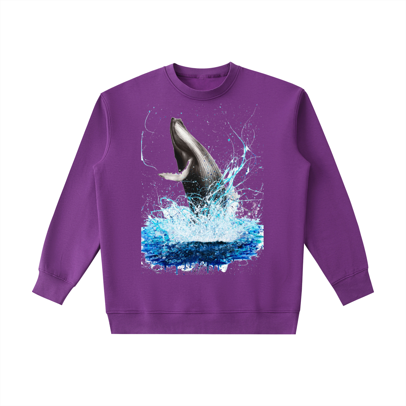 Essential Heavyweight Crewneck Sweatshirt (WHALE SPASH PRINT)