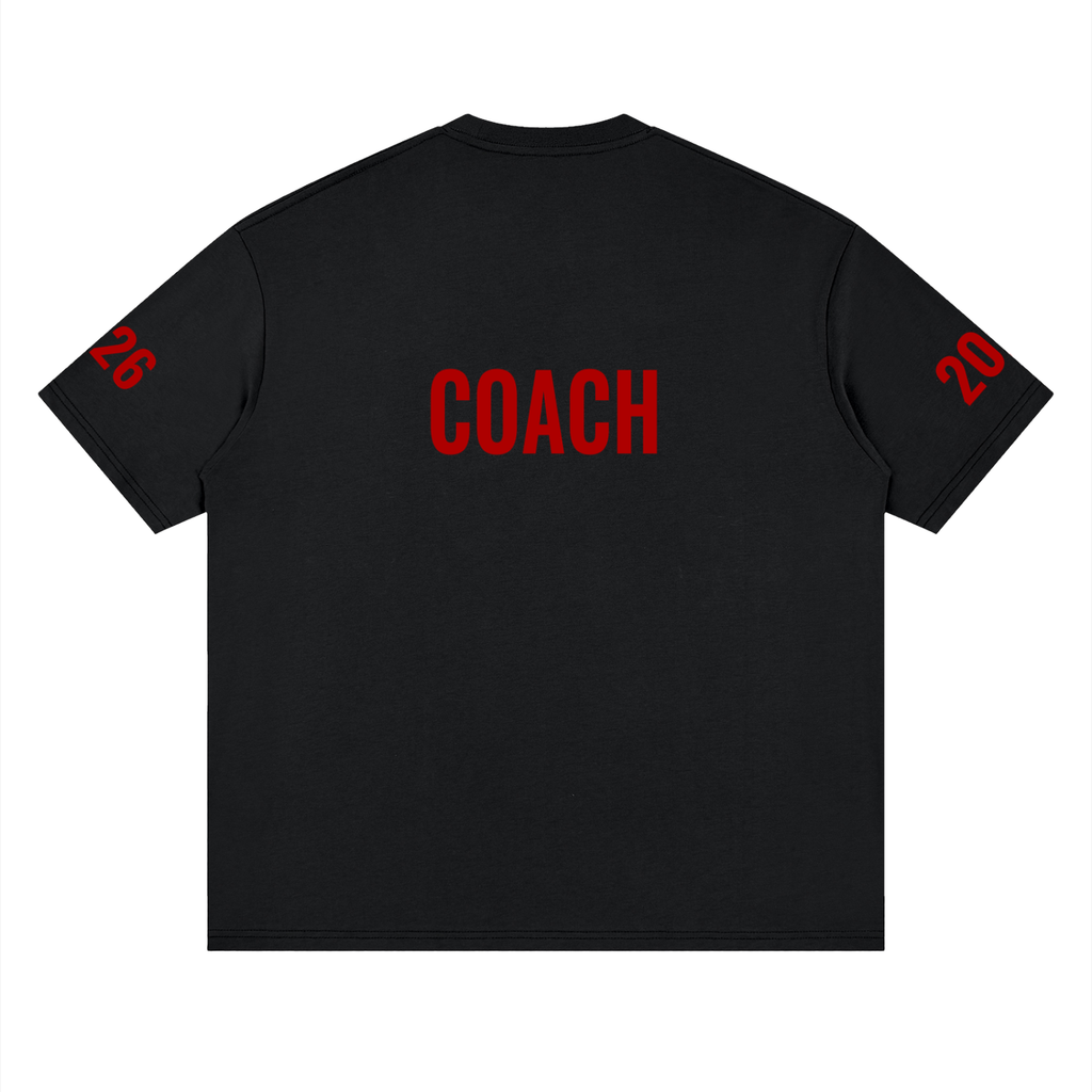 Streetwear Loose Drop Shoulder T-Shirt- Varsity Dept- Coach/2026