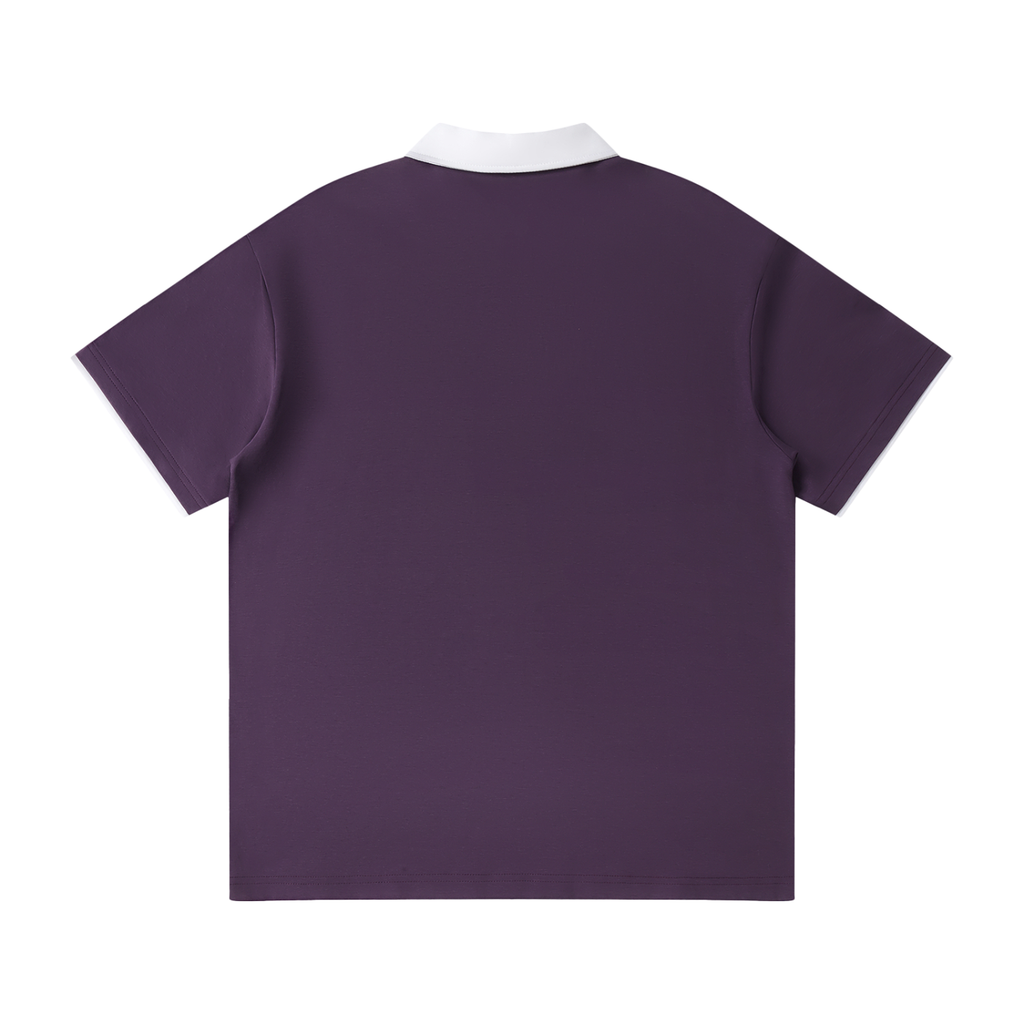 Contrast Collar Raglan Polo Shirt- EB Monogram