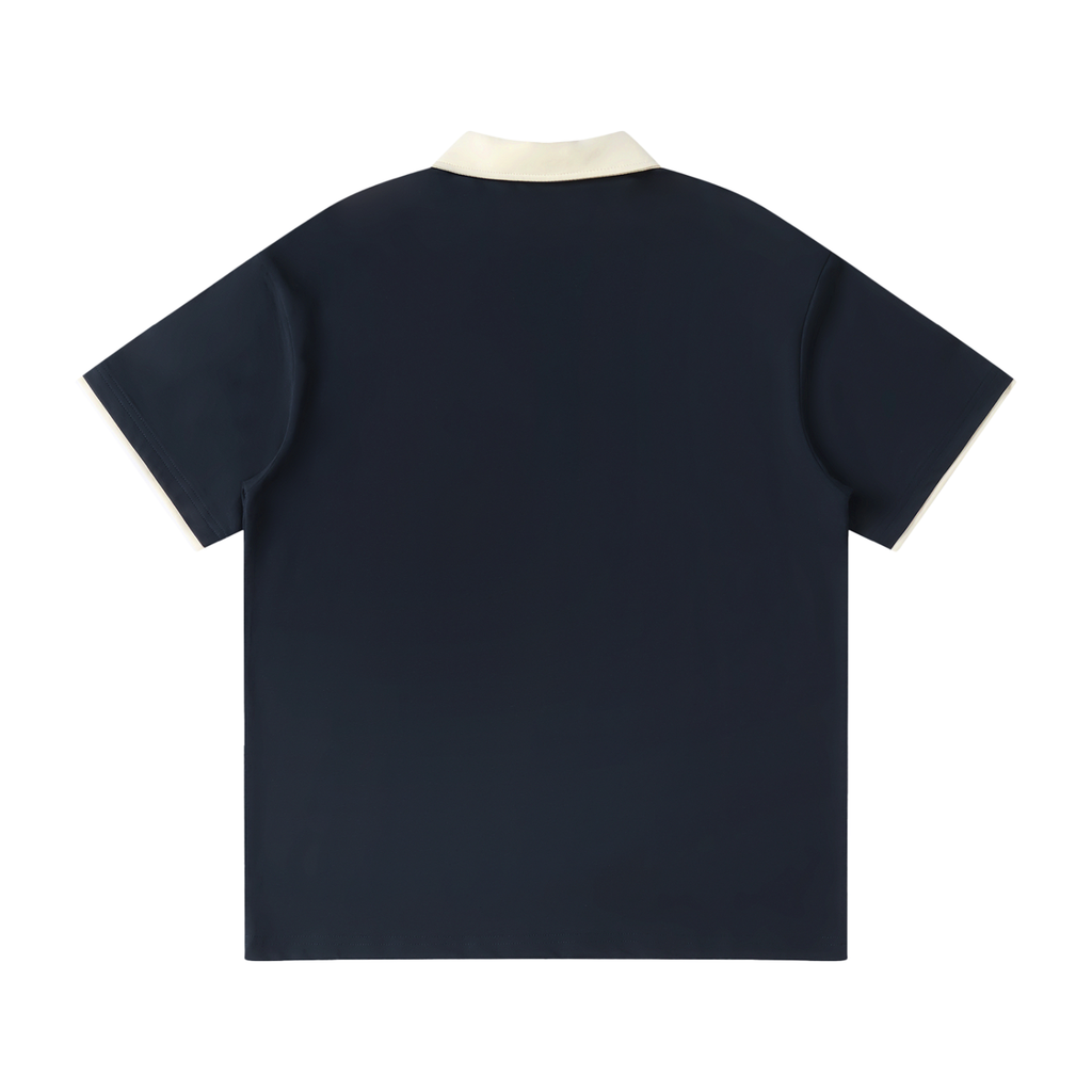 Contrast Collar Raglan Polo Shirt- EB Monogram