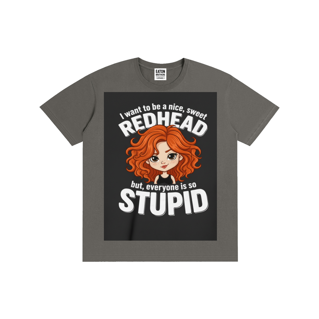 Pure Cotton Unisex T-Shirt Humorous sassy redhead design/print (Gray/Gray)