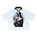 Unisex Striped Boxy Soccer Jersey- Gothic Punk Mechanical Nun-design