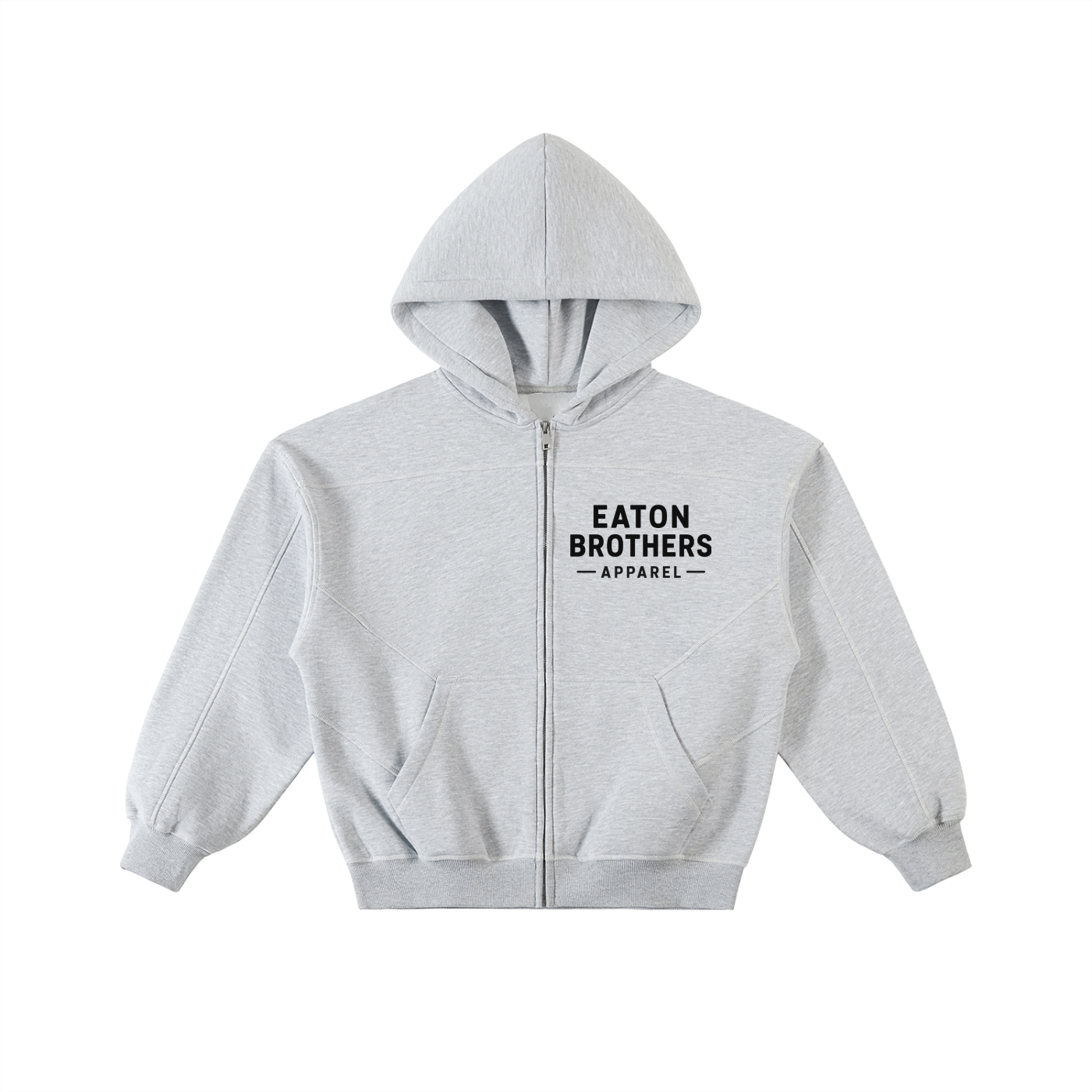 Contrast-Stitched Boxy Fleece Zip Hoodie (Eaton Brothers print)