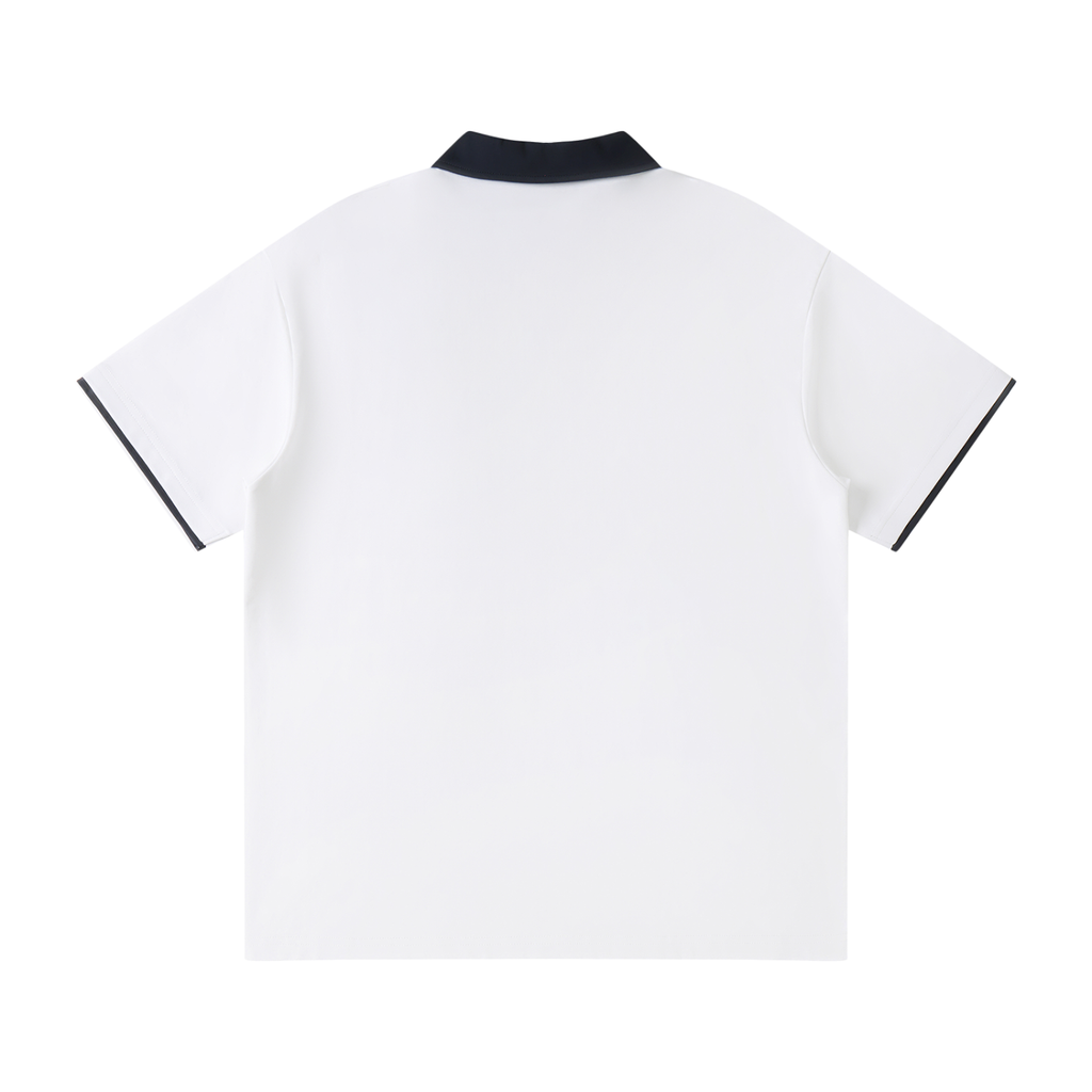 Contrast Collar Raglan Polo Shirt- EB Monogram