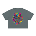 Unisex Vintage Wash Boxy T-Shirt- Urban Bloom-Tropical (gray)