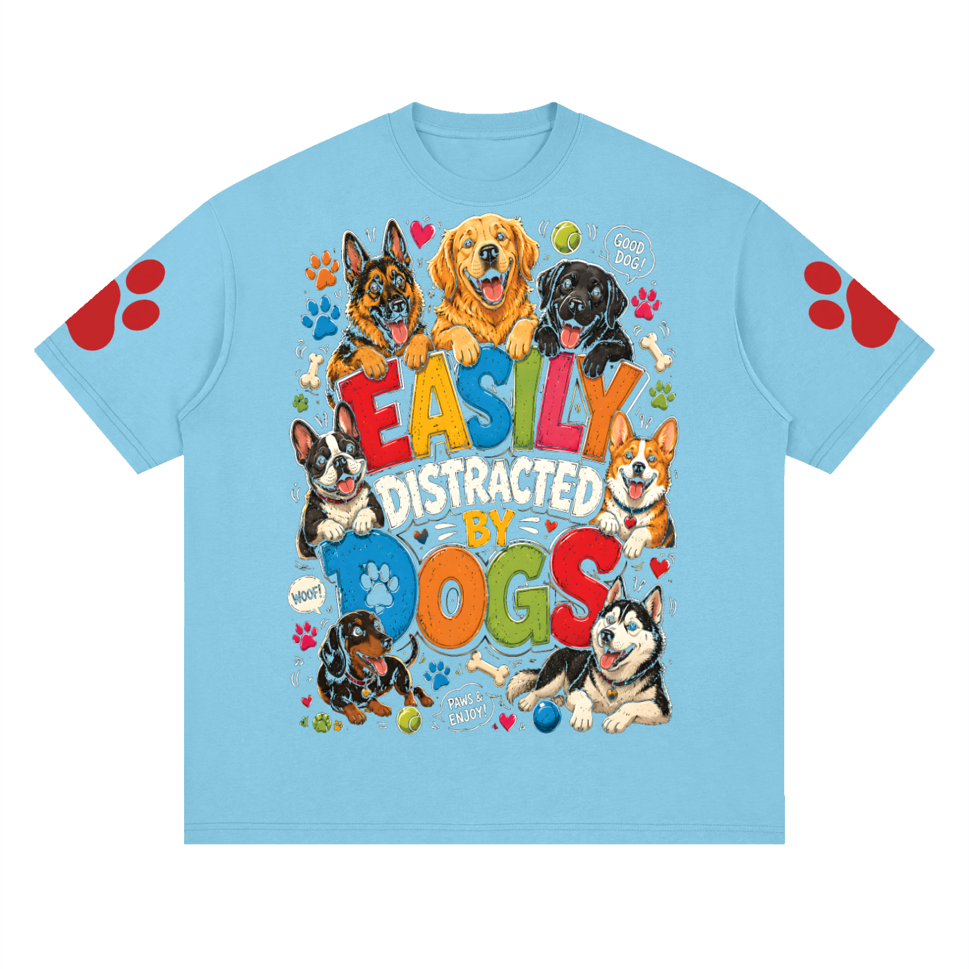 Drop Shoulder Graphic T-Shirt — Dog Distractions Design | Eaton Brothers