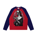 Color-Blocked Raglan Long-Sleeve T-Shirt- Gothic Punk Mechanical Nun- design