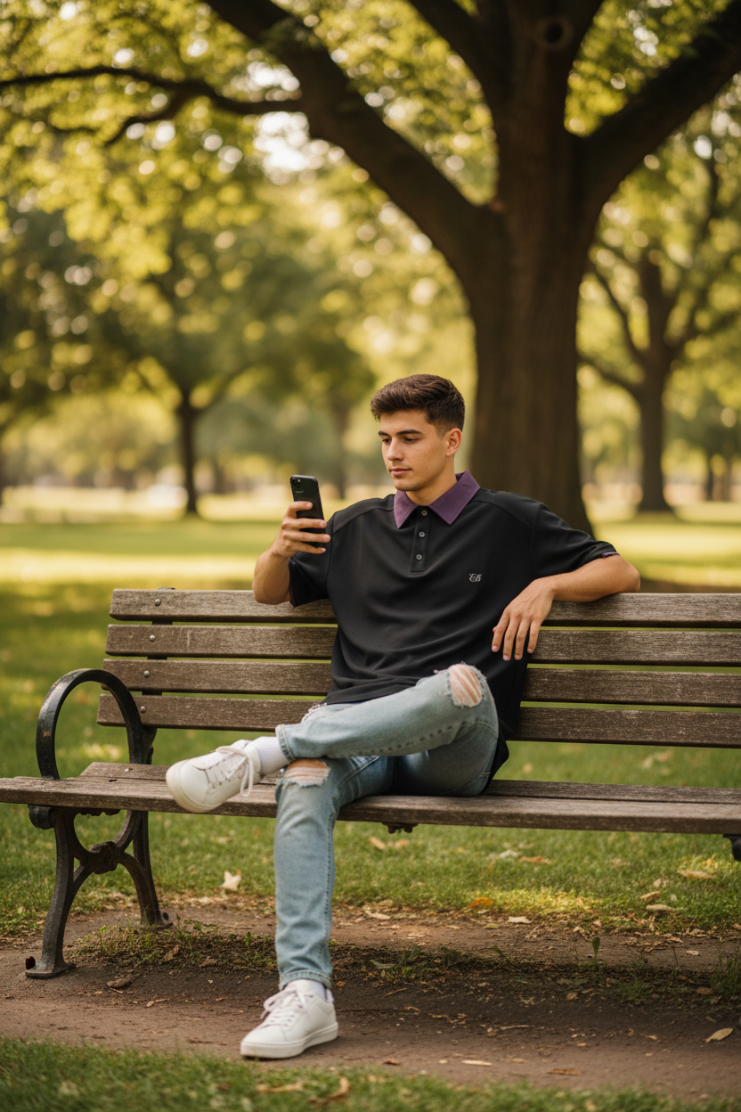 Contrast Collar Raglan Polo Shirt — EB Monogram | Eaton Brothers