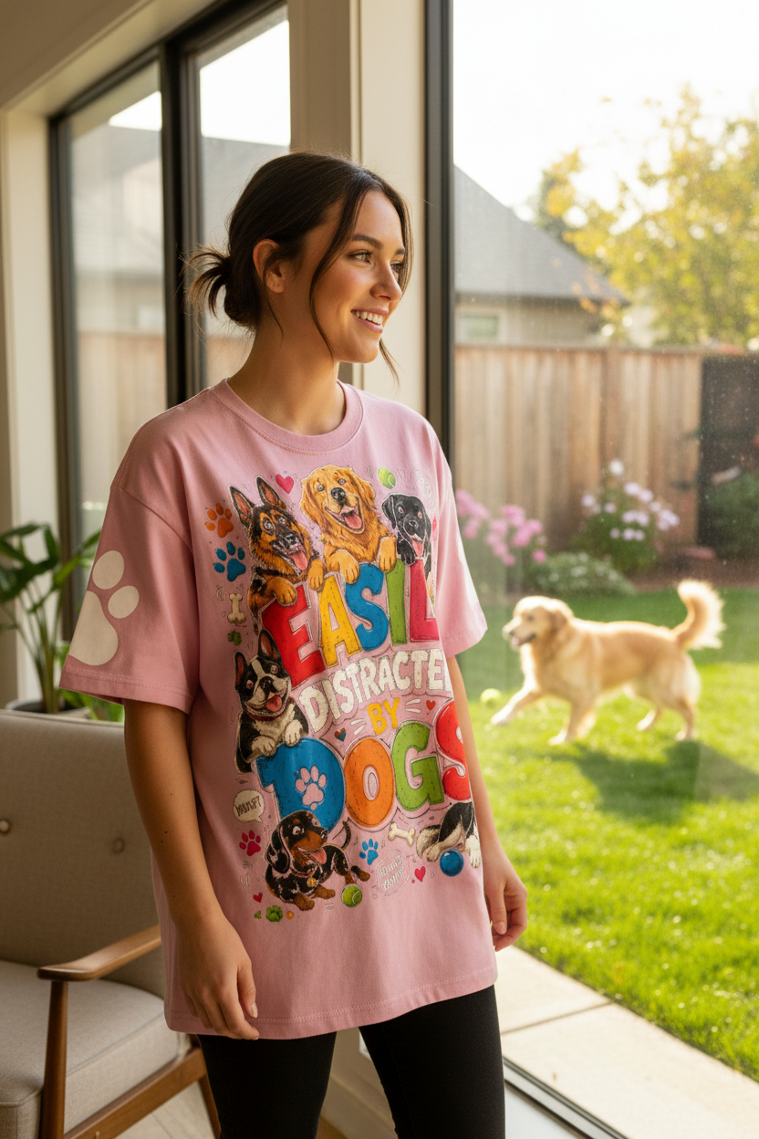 Essential Cotton Graphic T-Shirt — Dog Distractions Design | Eaton Brothers