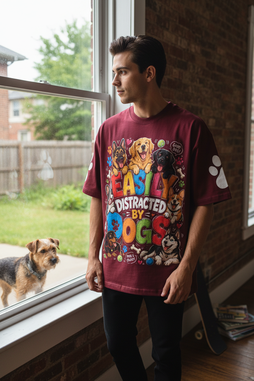 Essential Cotton Graphic T-Shirt — Dog Distractions Design | Eaton Brothers