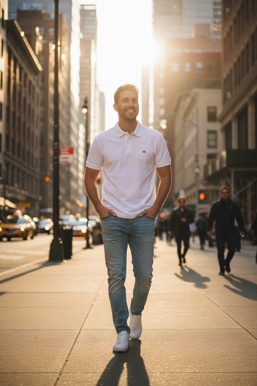 Drop Shoulder Short-Sleeve Polo Shirt — EB Monogram | Eaton Brothers