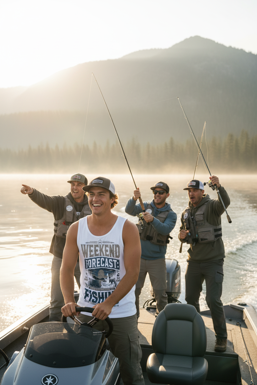 Unisex Loose Tank Top- Week-End Forecast/Fishing Design.
