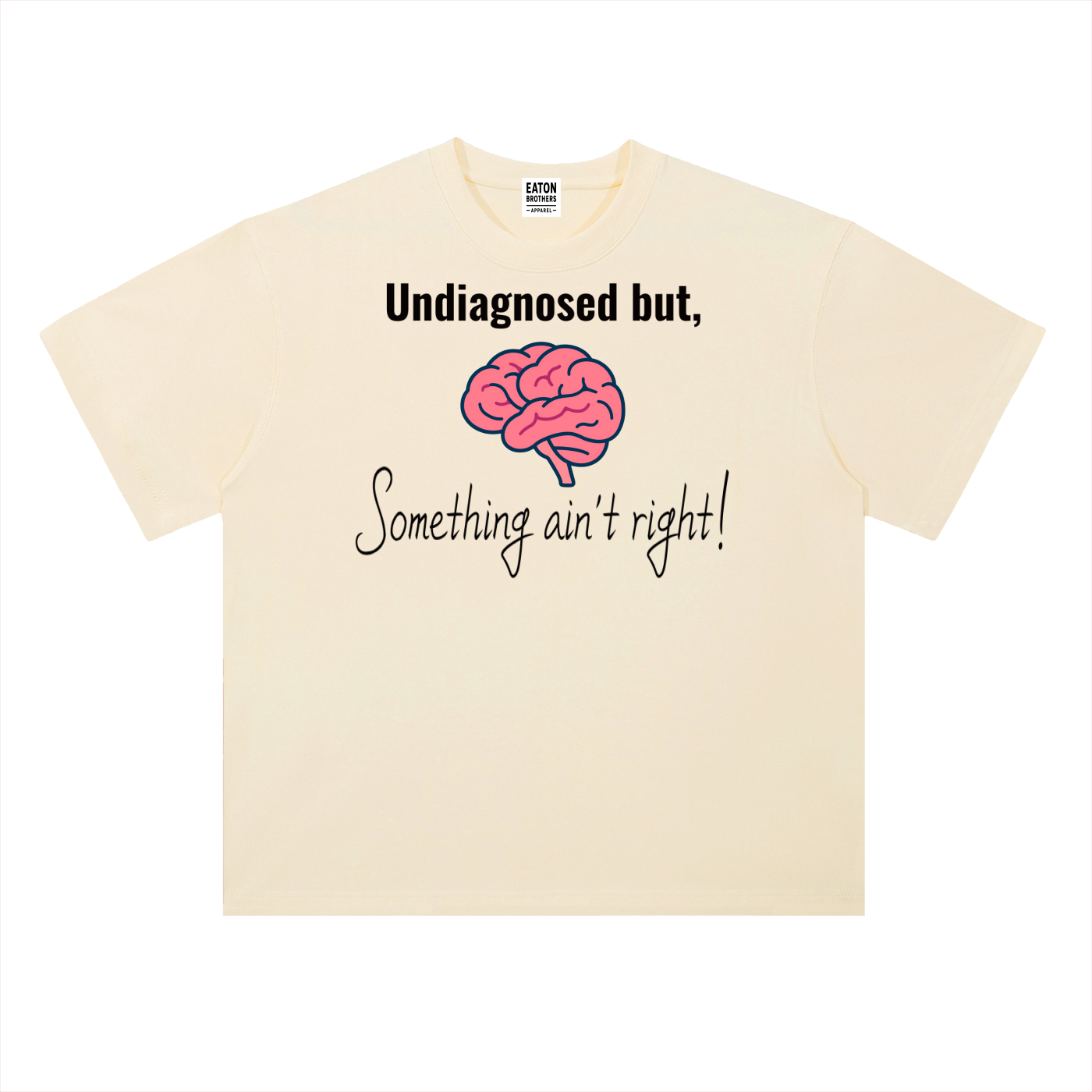 Heavyweight Drop Shoulder Cotton T-Shirt (Humorous Brain Print)