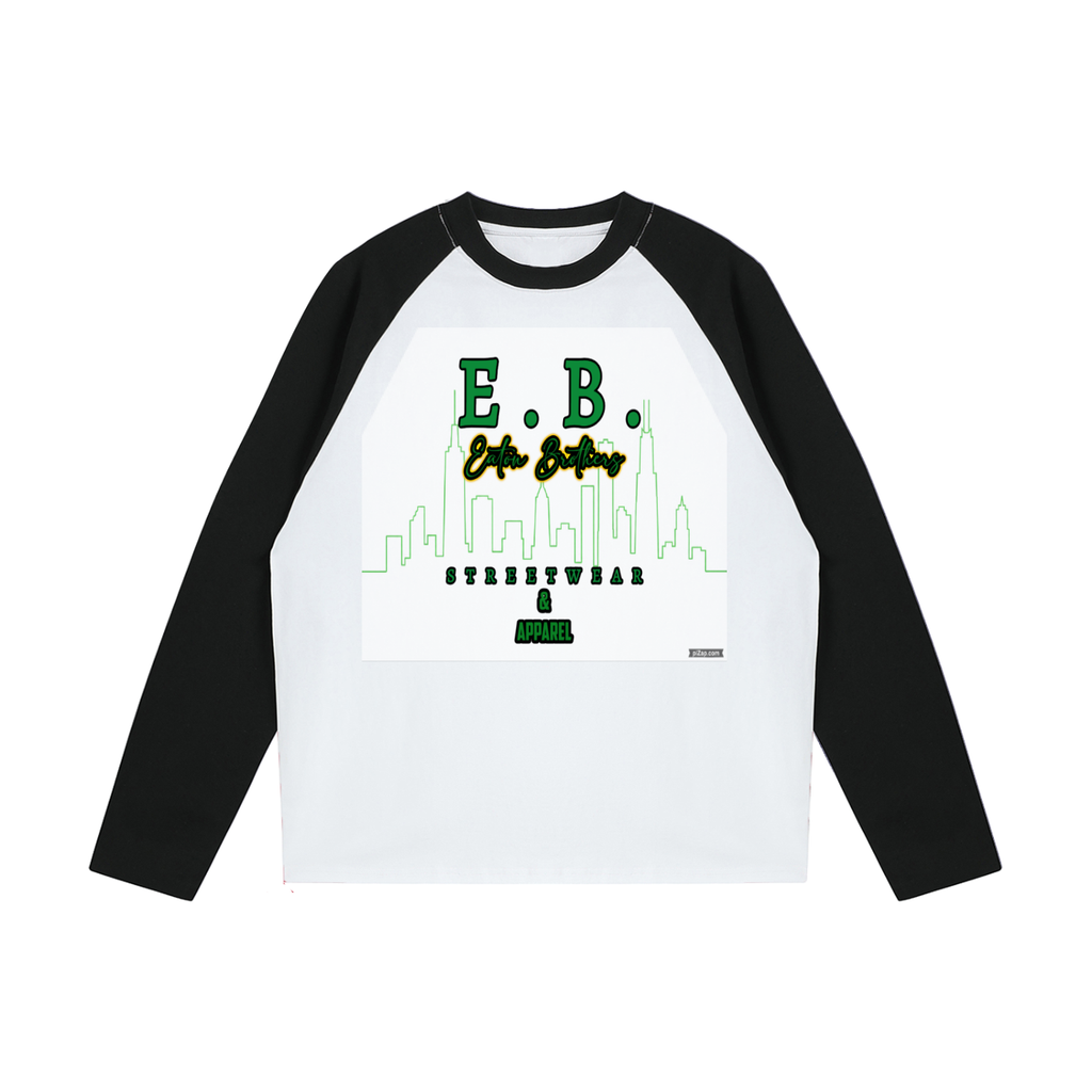 Color-Blocked Raglan Long-Sleeve T-Shirt (EB logo print)