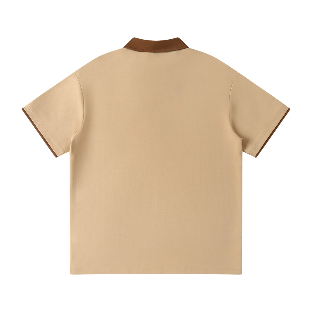 Contrast Collar Raglan Polo Shirt- EB Monogram