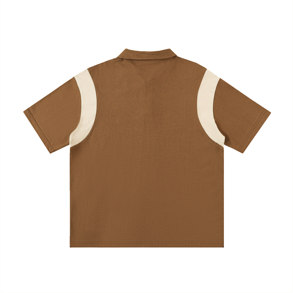 Contrast Panel Cotton Polo Shirt- EB Monogram