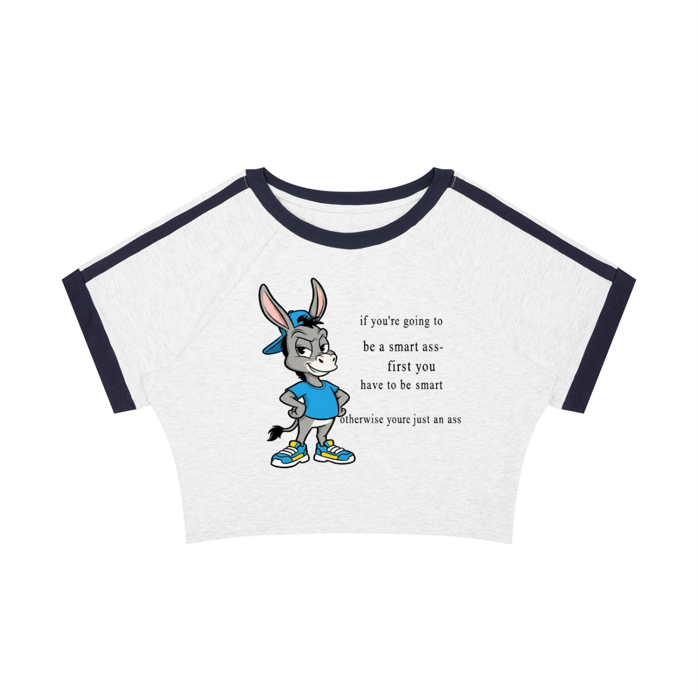 Women's Raglan Crop T-Shirt — Funny Donkey Design