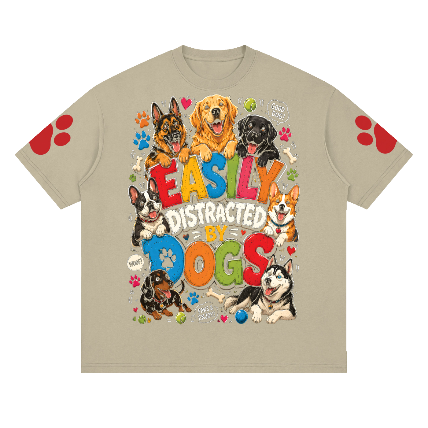 Drop Shoulder Graphic T-Shirt — Dog Distractions Design | Eaton Brothers