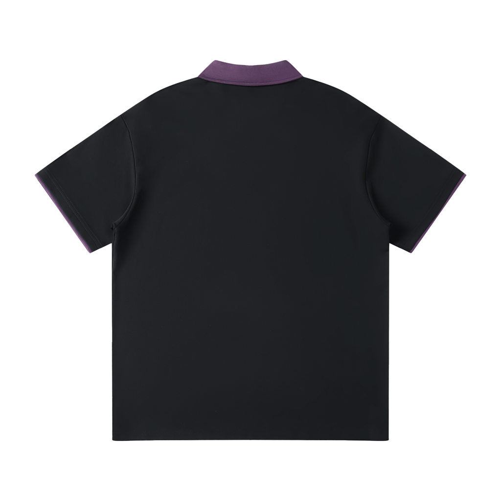 Contrast Collar Raglan Polo Shirt- EB Monogram