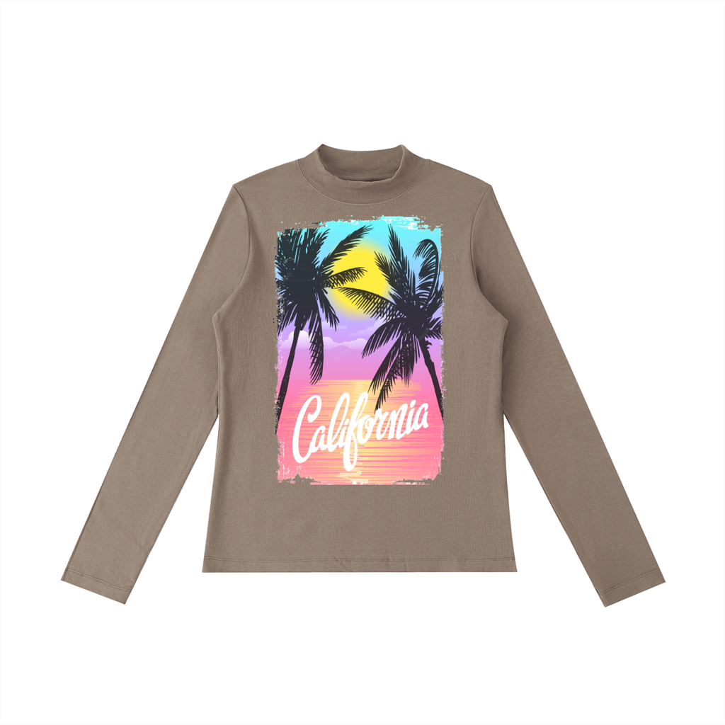 Essential Mock Neck Long Sleeve T-Shirt (CALIFORNIA PRINT)