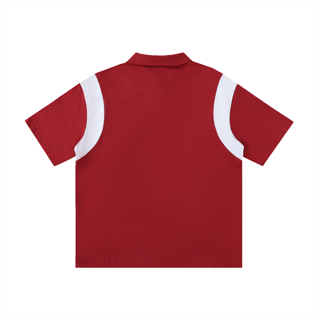 Contrast Panel Cotton Polo Shirt- EB Monogram