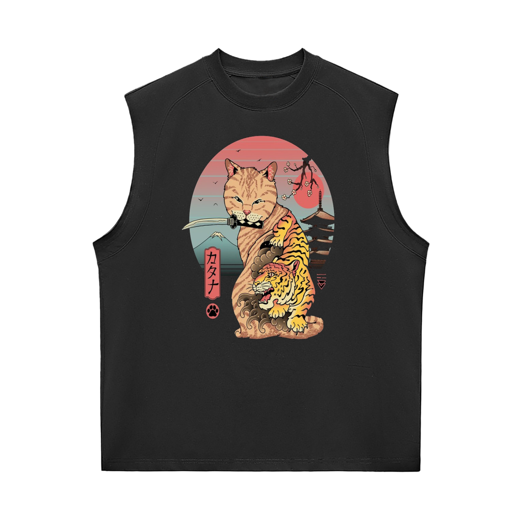 Sorona Quick-Dry Cooling Tank Top (JAPANESE MOON/CATS PRINT)