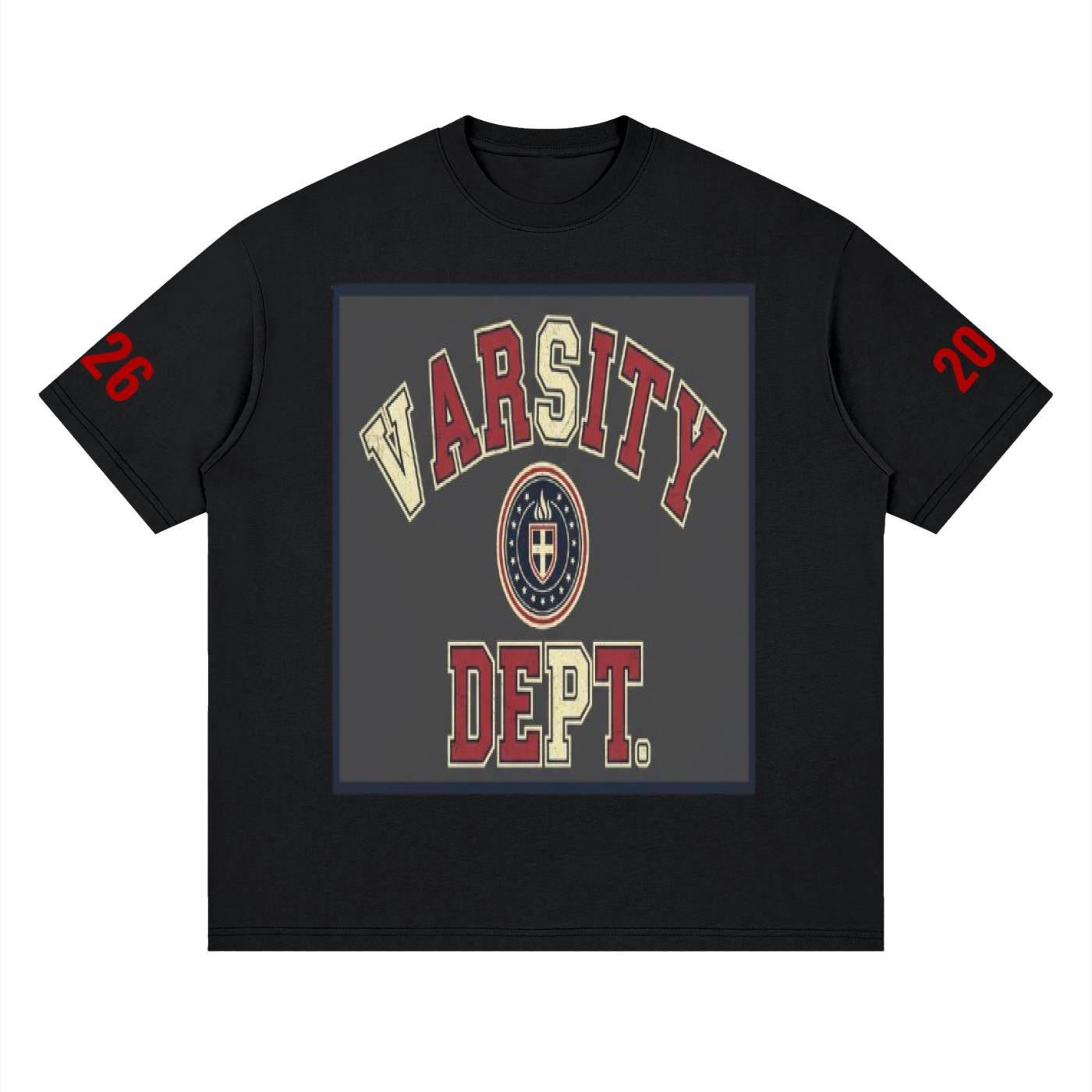 Streetwear Loose Drop Shoulder T-Shirt- Varsity Dept- Coach/2026