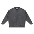 Vintage Washed Fleece Baseball Jacket (BLACK)