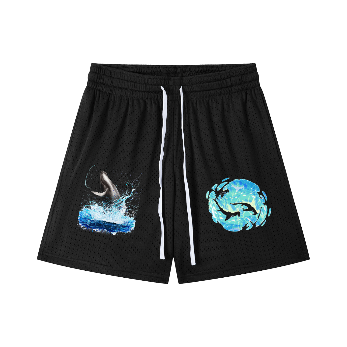 Mesh Drawstring Shorts (MARINE PRINT)